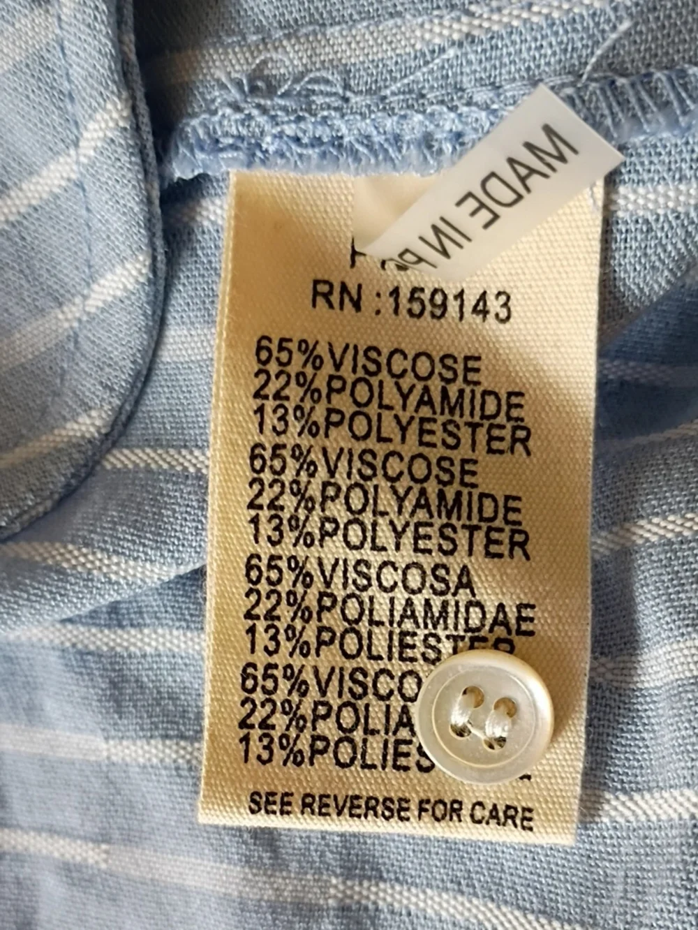 Frnch Paris Blue White Stripes Dress Wrap sz M